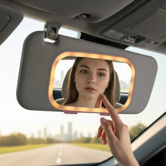 Smart LED Car Sun Visor Vanity Makeup Mirror | Touch Control RGB Ambient Light with 3 Lighting Modes (Random Colour)