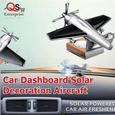 Solar-Powered Aeroplane Car Perfume Diffuser | Kinetic Rotating Propeller Silver Aircraft Air Freshener & Dashboard Ornament