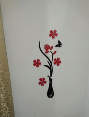 Red Black Floral Butterfly Wall Art MDF Decal
