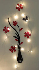 Red Black Floral Butterfly Wall Art MDF Decal