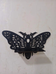 Butterfly Wall Shelf Set of 3 Black Wooden Decor