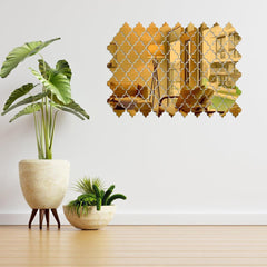 Golden Acrylic Wall Mirror 20Pcs Easy Install Modern Decor