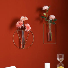 Golden Metal Vases Set of 2 for Home Decor
