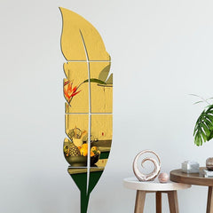Golden Leaf Wall Mirror for Living Room Modern Decor