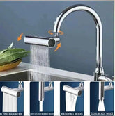 Multifunctional Kitchen Faucet Waterfall with Pressurized Bubbler and 4 Modes Spout Adapter