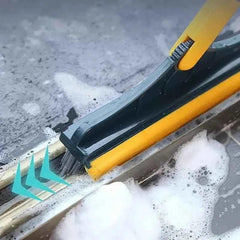 2-in-1 Floor Scrub Brush with Long Handle & Built-In Squeegee