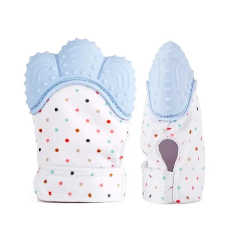 BABY SILICONE TEETHING MITTEN GLOVES NEWBORN CHEWABLE MITTENS TEETHER