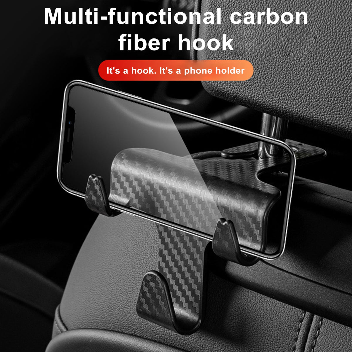 Universal Car Seat Headrest Hook | 2-in-1 Auto Hanger & Phone Holder