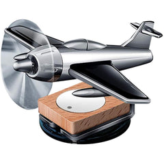 Solar-Powered Aeroplane Car Perfume Diffuser | Kinetic Rotating Propeller Silver Aircraft Air Freshener & Dashboard Ornament