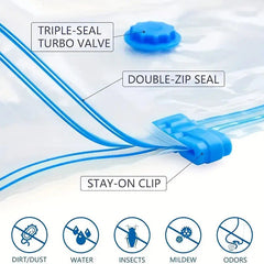 5-Pack Space-Saving Vacuum Storage Bags with Travel Hand Pump
