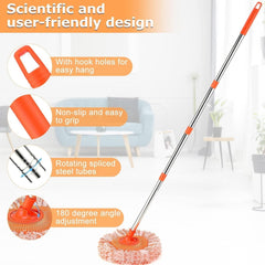 360° Rotating Telescopic Long-Handle Microfiber Dust Mop