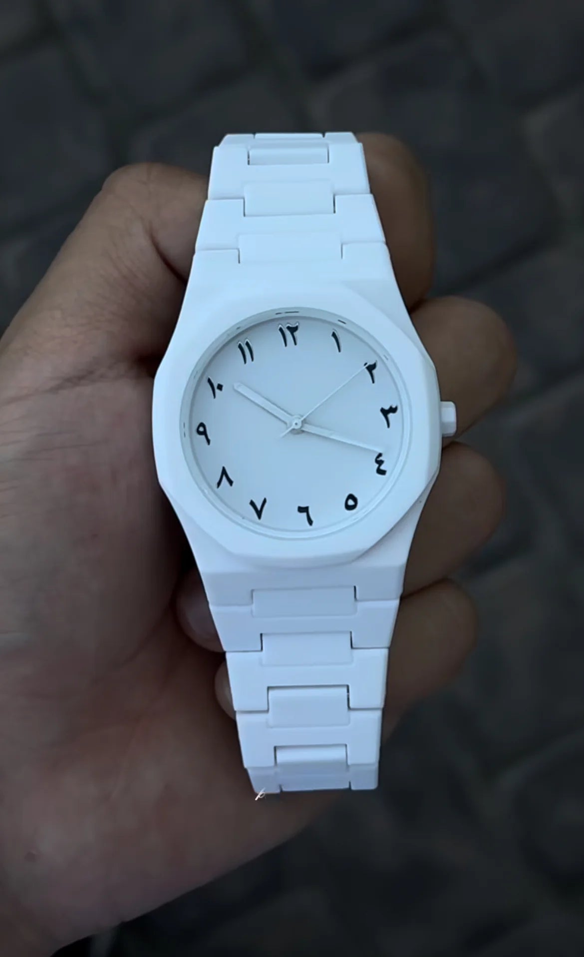 Arabic Aura Full White Waterproof Watch - Free Delivery