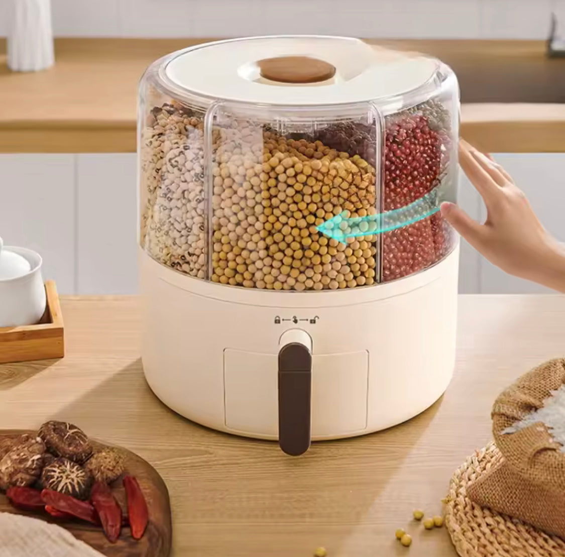 Ecoco 360° Rotating Cereal Dispenser – 10kg Multi-Grain Station