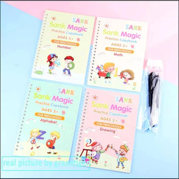 Kids Magic Practice Book (4 Books + 1 Pen + 1 Grip + 8 Refill) Free Home Delivery MISO DEALS