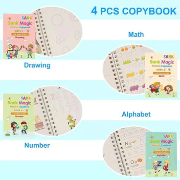 Kids Magic Practice Book (4 Books + 1 Pen + 1 Grip + 8 Refill) Free Home Delivery MISO DEALS
