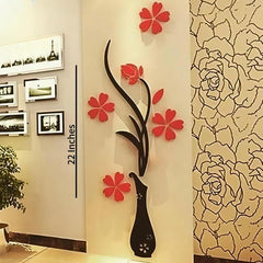 Red Black Floral Butterfly Wall Art MDF Decal