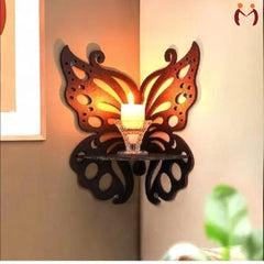 Butterfly Wall Shelf Black MDF Small Space Decor