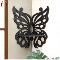 Butterfly Wall Shelf Black MDF Small Space Decor
