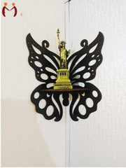 Butterfly Wall Shelf Black MDF Small Space Decor