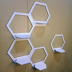 Modern Hexagon Wall Shelves White Floating Decor