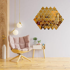 Golden Acrylic Wall Mirror 20Pcs Easy Install Modern Decor