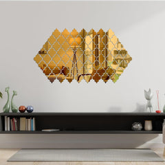 Golden Acrylic Wall Mirror 20Pcs Easy Install Modern Decor