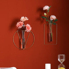 Golden Metal Vases Set of 2 for Home Decor
