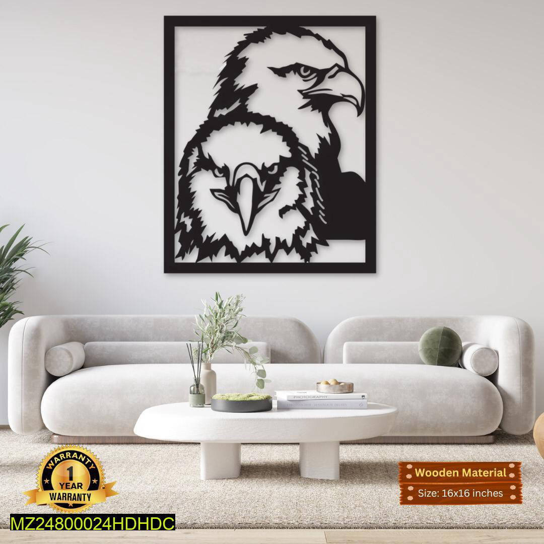Eagle Wall Art Black MDF 16x16 Modern Decor