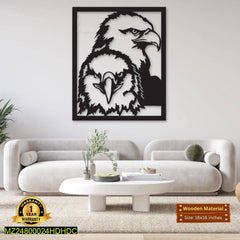 Eagle Wall Art Black MDF 16x16 Modern Decor