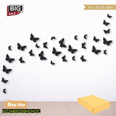 Black Butterfly Wall Art Set of 30 for Home Decor