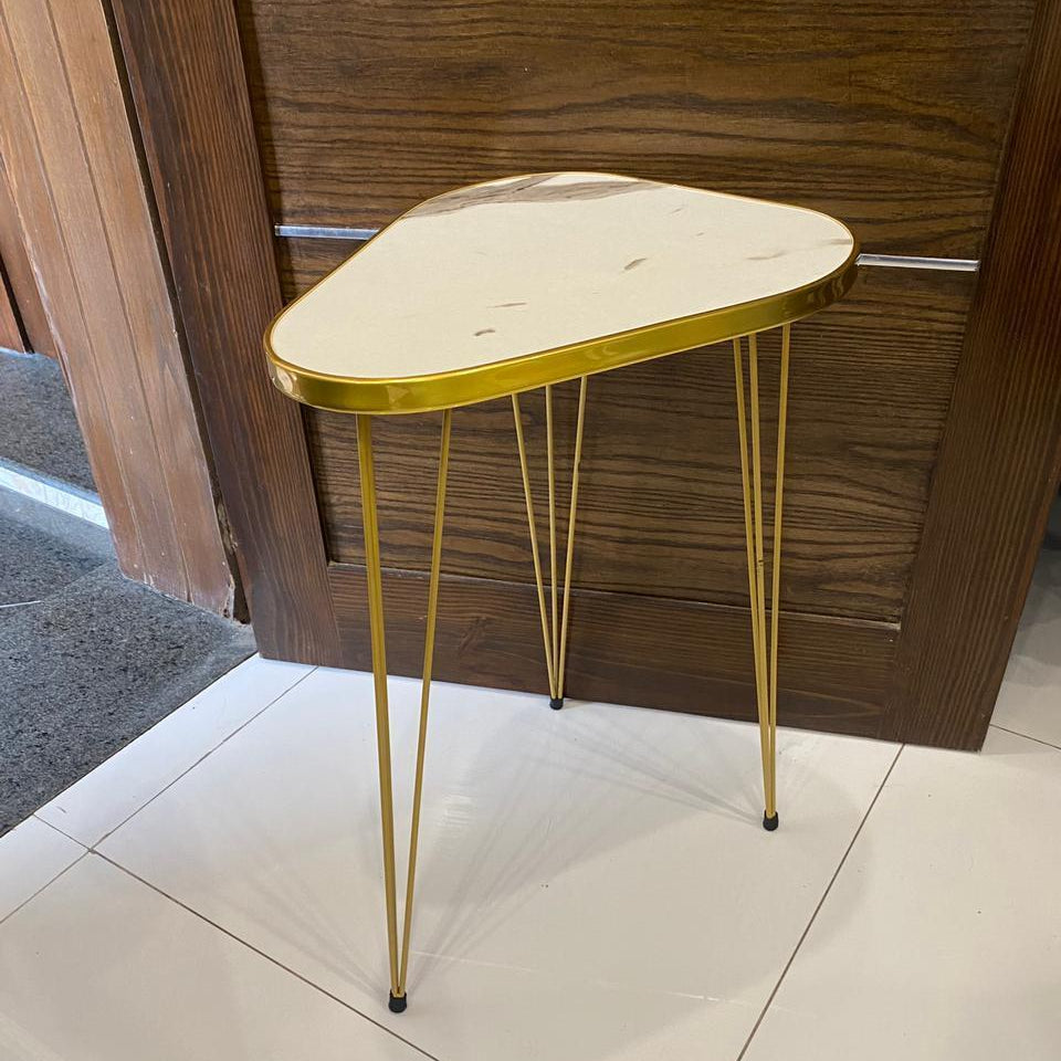 Gold Hairpin Coffee Table 18x15 White Marble Top