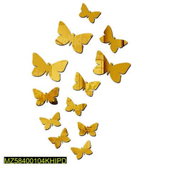 3D Butterfly Wall Stickers Yellow Acrylic Decor