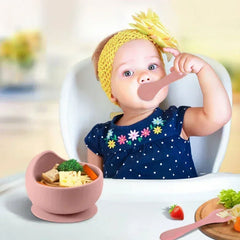 Silicone Baby Tableware Set – Bowl, Spoon, Fork, Bib & Plate