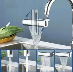 Multifunctional Kitchen Faucet Waterfall with Pressurized Bubbler and 4 Modes Spout Adapter