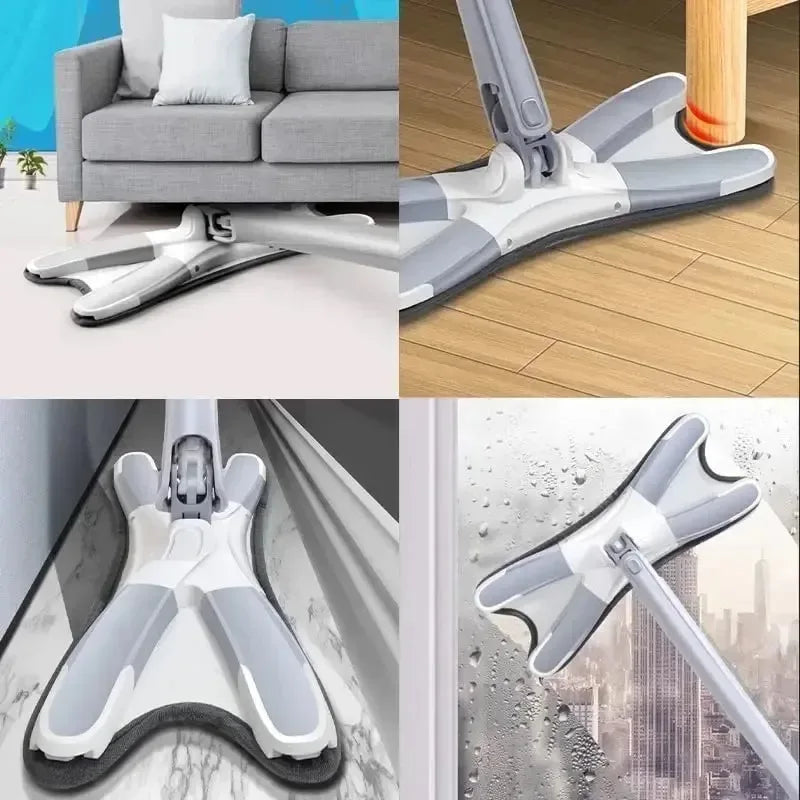 X Type Flat Floor Mop - Flexible, Easy Clean